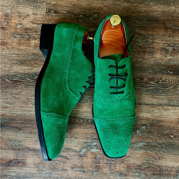 Green Suede Captoe Brogue .  One of a kind  handmade in the MGÜL factory - Picture 3 of 3
